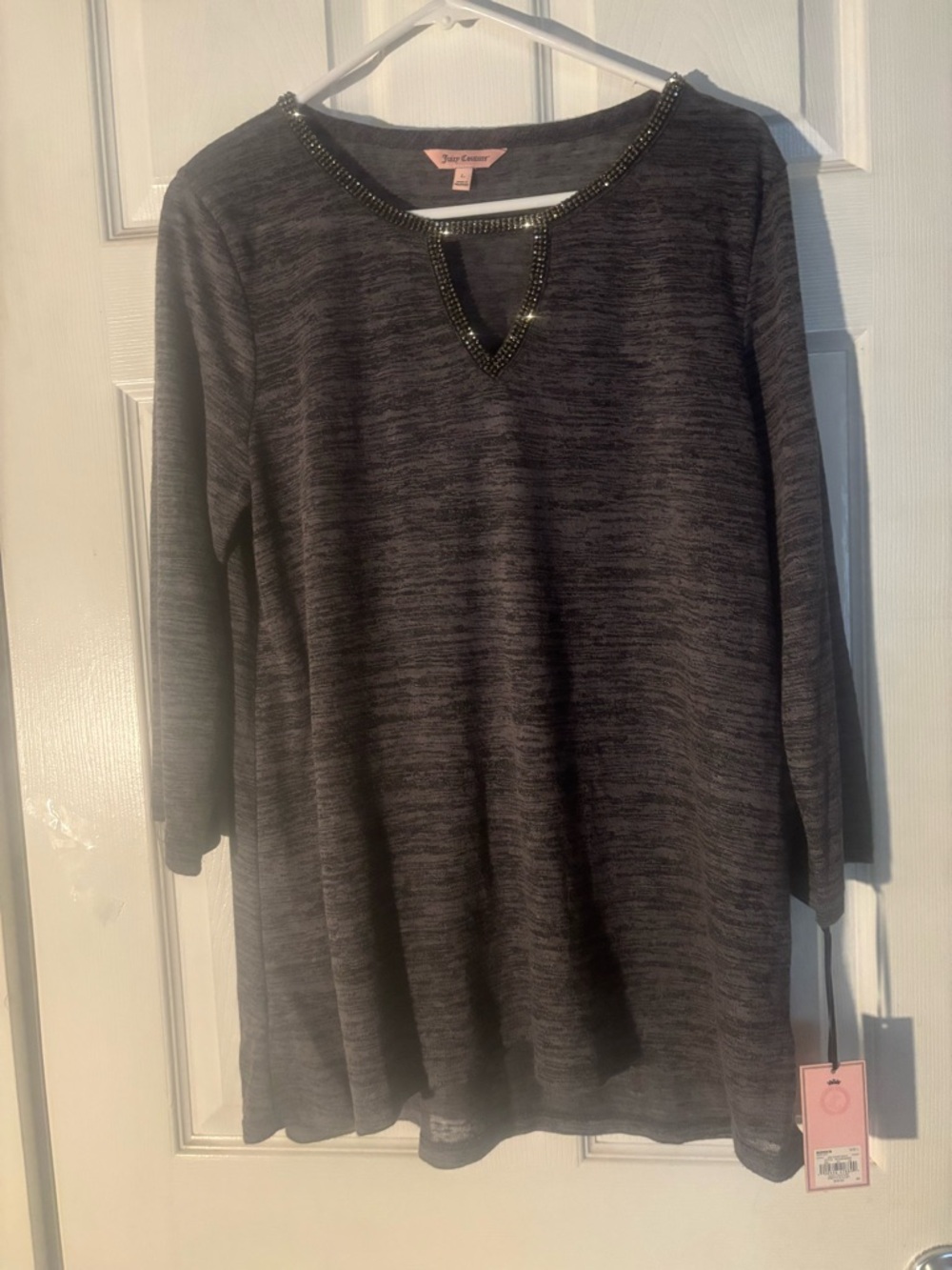 Juicy Couture Gray/black Pullover top, Large NWT